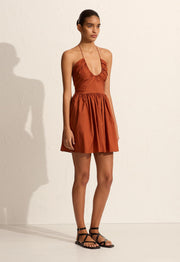Drawcord Halter Mini Dress - Sienna - Matteau